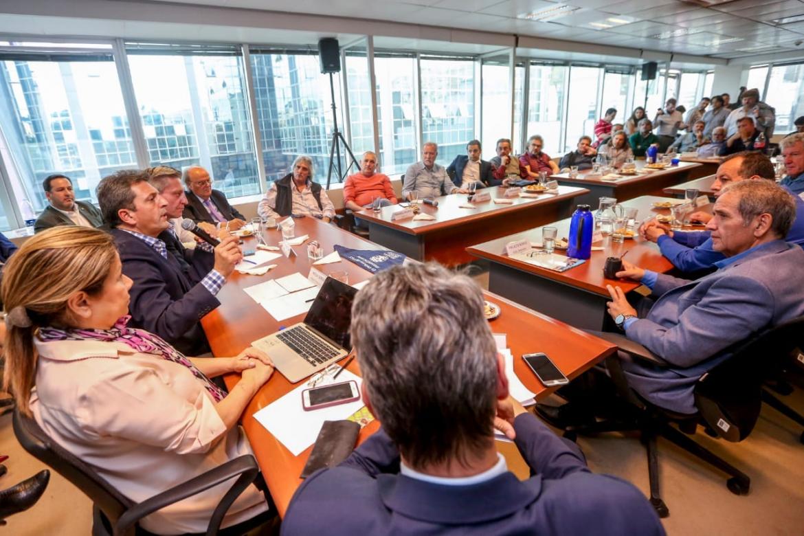 Massa se reunió con Sergio Palazzo (La Bancaria), Ricardo Pignanelli (SMATA) y Omar Plaini (Canillitas)